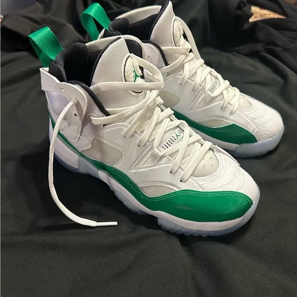 White and Green High-Top Sneakers - Picture 5 of 5